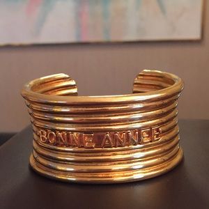 VTG Dior Bonne Annee Ribbed Cuff Bracelet